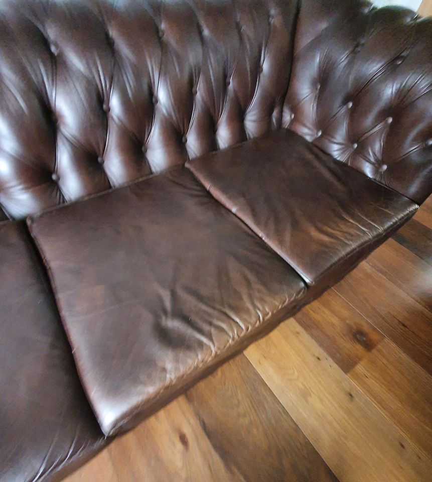 Chesterfield Echt-Leder Sofa 3-Sitzer Vintage Industrie Design in Kassel