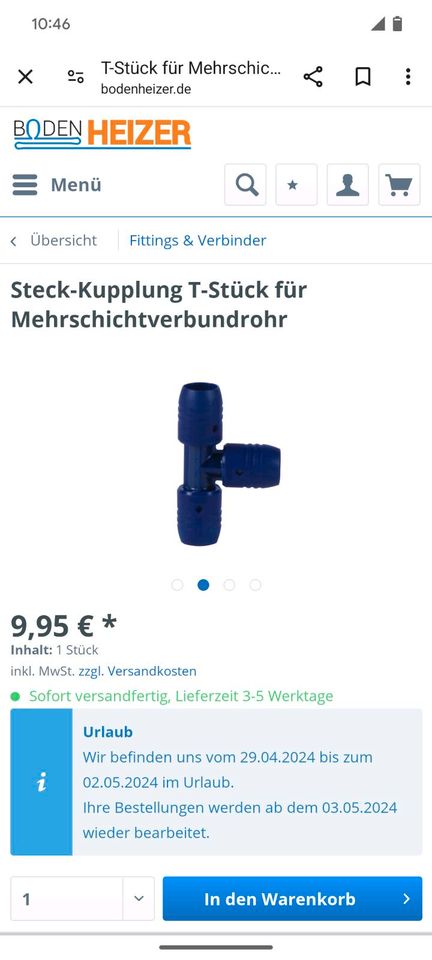 Steckverbinder Mehrschichtverbundrohr Wasserleitung Fittings 16mm in Wiehl