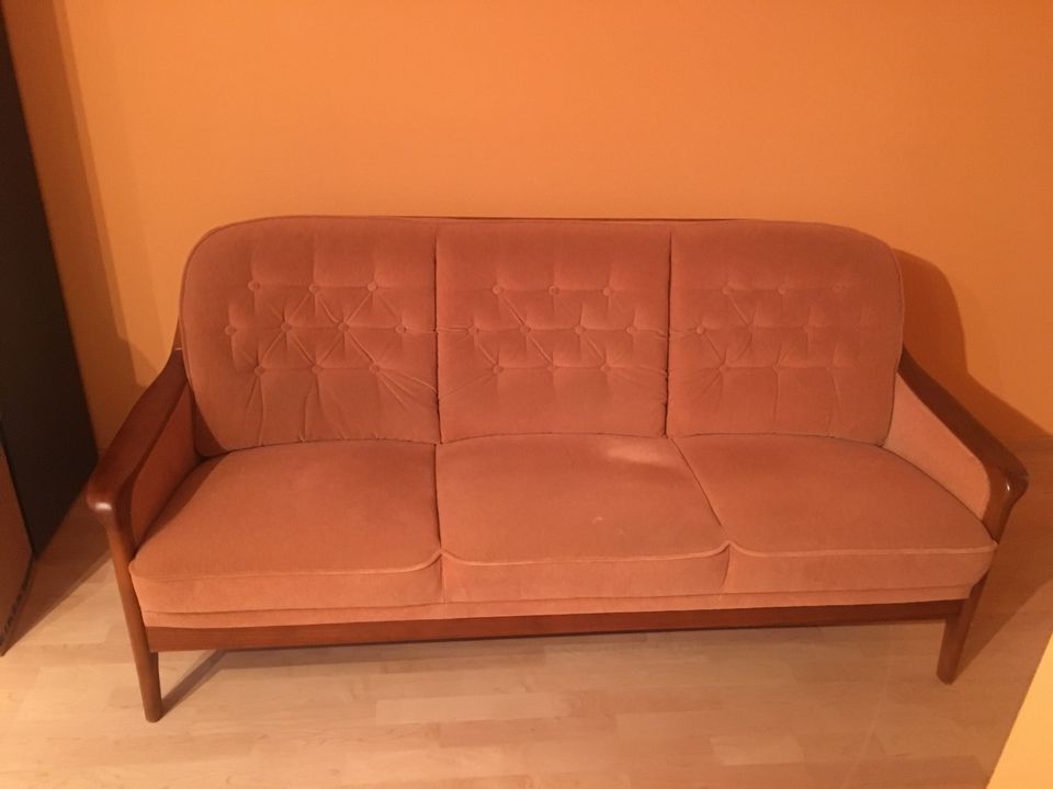 Sitzgruppe, Sofa, Sessel, Kirschholz, Retro in Offenbach