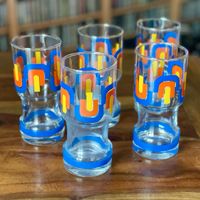 5 x GLÄSER GLAS RETRO VINTAGE 60er 70er 80er BUNT BEDRUCKT SAFT Walle - Utbremen Vorschau