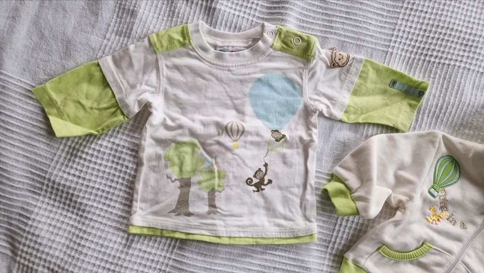 Baby Set Shirt und Sweatjacke Gr. 56 weiß grün Affe Langarm in Berlin