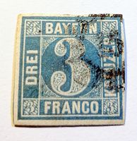 Bayern Franco, drei Kreuzer, blau, gestempelt, versandkostenfrei! Nordrhein-Westfalen - Lippstadt Vorschau