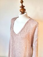 Believe Grobstrick Design Pullover V-Ausschnitt Pastell rosé rosa Bayern - Ustersbach Vorschau