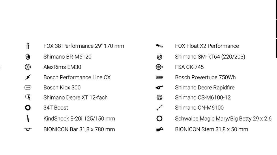 BIONICON WYATT 1 750 eBike MTB BOSCH PERFORMANCE LINE CX / POWERTUBE E-ENDURO 29 170/160 MM in Starnberg