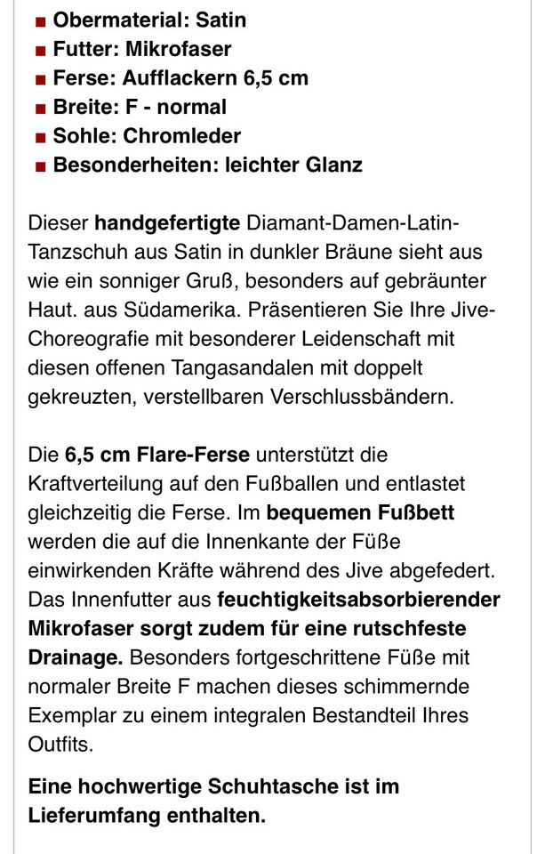 Diamant Latein Tanzschuhe 6,5 cm Größe 5  inkl Aufraubürste in Wermelskirchen