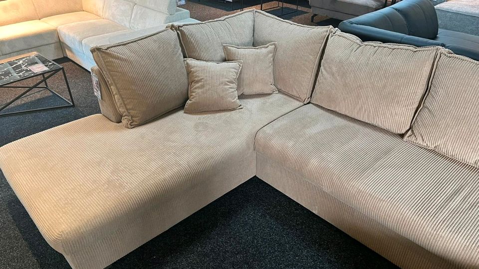 ⭐ Sofa Couch U-Form grau Cord Wohnlandschaft⭐ Möbel Outlet Hütte in Georgsmarienhütte