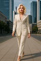 Damen Hosenanzug Long Blazer Hose Weiß Nadelstreifen Gr 40 Hessen - Solms Vorschau