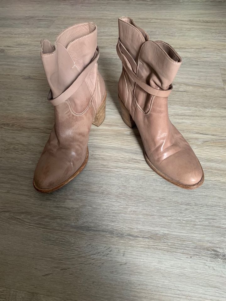 Damen Stiefeletten Paul Barritt Leder Absatz Taupe Beige Gr. 39 in Schiffdorf