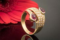 Rubin Ring 2 Rubine im Cabochon Schliff mit Diamanten 750er Gold Nordrhein-Westfalen - Wegberg Vorschau