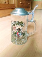 Bierkrug mit Namenszug,,Walter",Glaskrug, Zinndeckel, neuwertig Nordrhein-Westfalen - Ahlen Vorschau