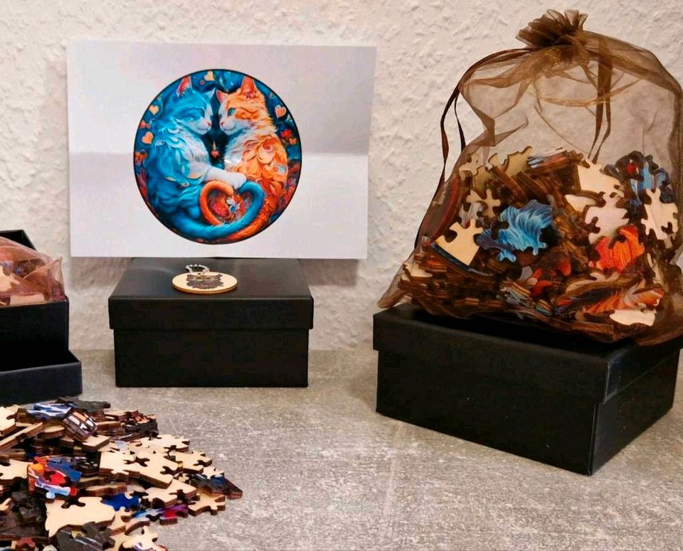 3D Holzpuzzle Spielzeug Geschenke Box Katze Motiv Deko Puzzle Neu in Dresden
