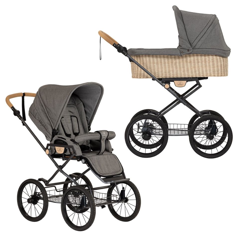 Naturkind Ida - 2in1 Klassik-Kinderwagen-Set - Tulum - inkl. Babywanne geflochten + Sportsitz - GOTS-zertifizierter Hersteller - NEU in Fulda