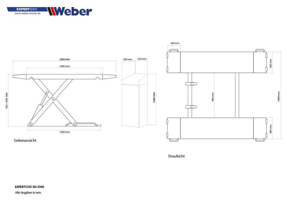 Mobile Scherenhebebühne Weber Expert SH-3500 NEUVersand kostenlos in Wenden