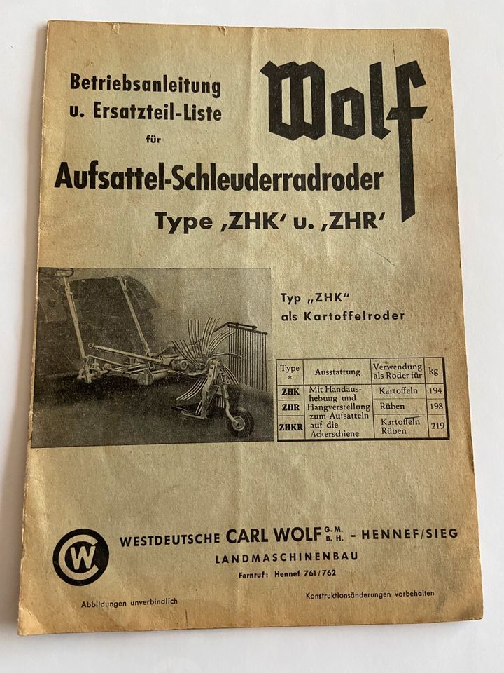 Wolf Aufsattel Schleuderroder ZhK u. ZHR in Nastätten