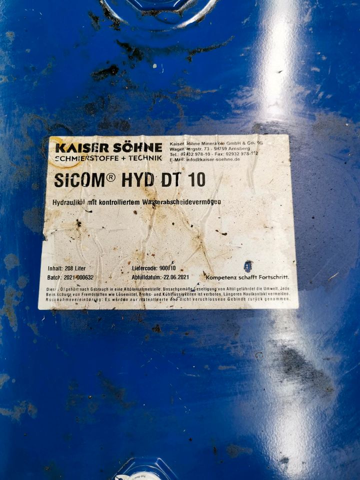 Hydraulik Öl Kaiser Söhne Sicom HYD DT 10 208 Liter Fass in Witten