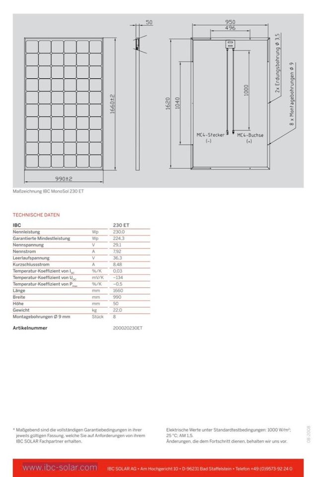 4x230 Watt Solarmodule für Balkonkraftwerk PV Photovoltaikanlagen in Bardowick