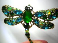 Brosche Libelle emailliert grüne Flügel Kristalle Riesig 9 cm Rheinland-Pfalz - Fischbach Vorschau