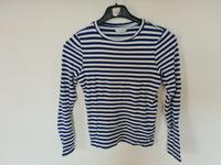 eng-anliegendes weiß-blau gestreiftes, langarm Oberteil von H&M Bayern - Bergen Vorschau