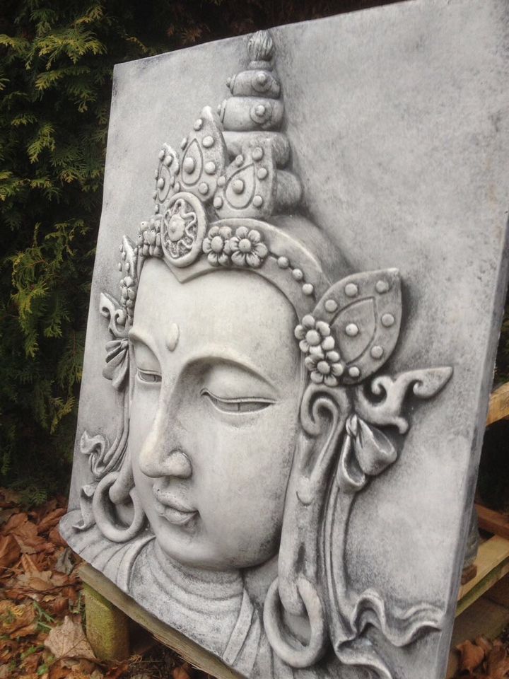 2D-Buddha 80x75cm 58kg Tempelwächter Wandrelief Buddhakopf Relief in Schönefeld