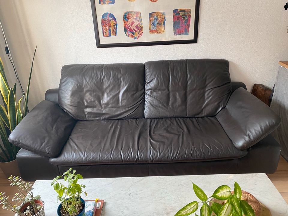 Couch (Leder) dunkelbraun in Köln