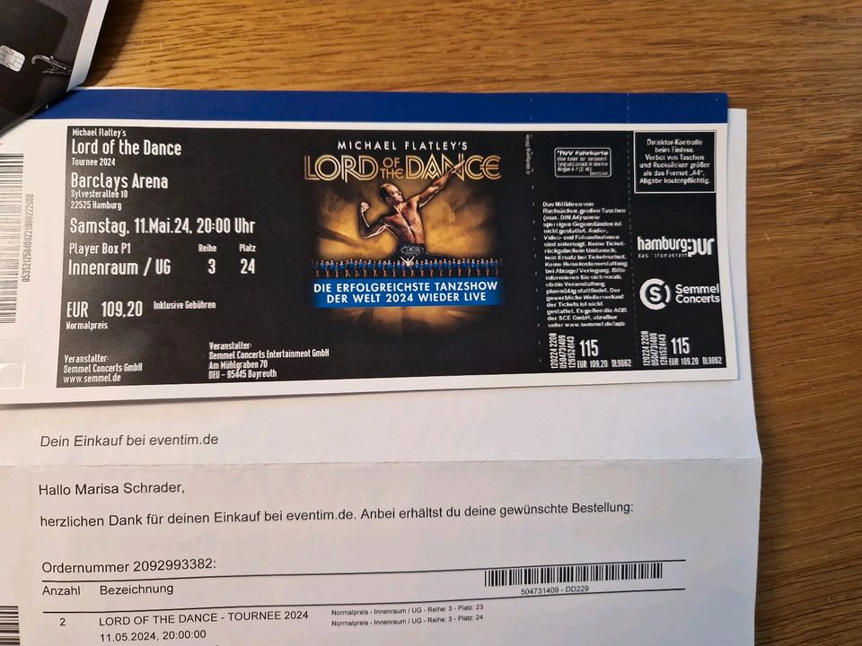 2 x Karten für Lord of the Dance (Barclays Arena) in Hamburg