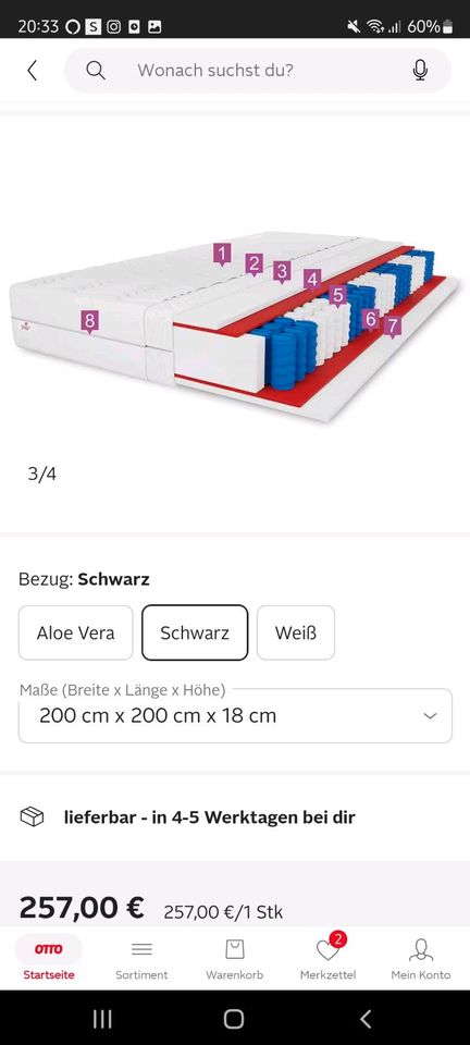 7 Zonen taschenfederkernmatratze  200x200 in Essen