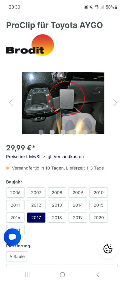 Brodit Handy Halterung Citroen C1 Peugot 107 Toyota Aygo ProClip in Berlin  - Marienfelde, Auto Hifi & Navigation Anzeigen