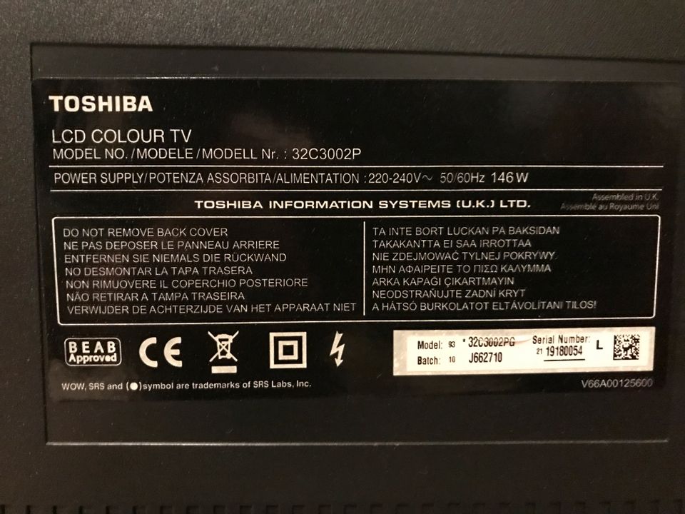 Toshiba Regza LCD-Fernseher, 32 Zoll in Fürth