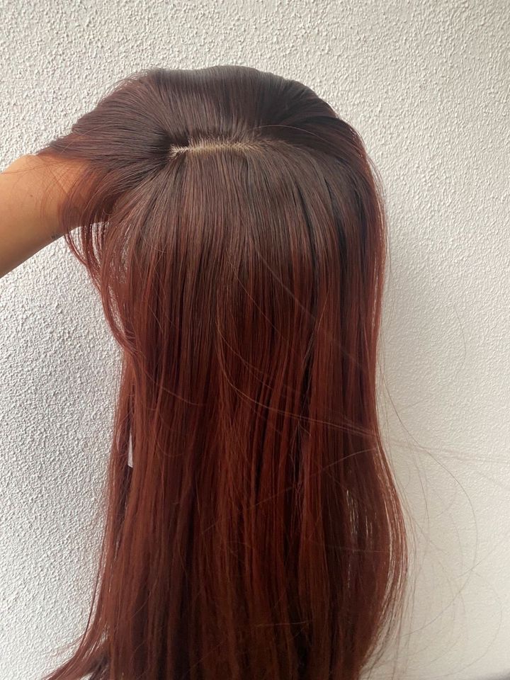 Perücke Damen Lang glatt Kunsthaar dunkel rot ombre Cosplay wig in Essen