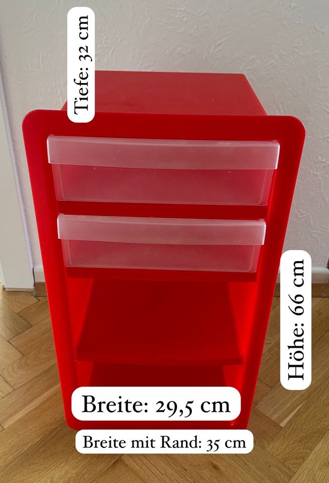 Mobiler Rollcontainer rot, Kunststoff, 2 Schubladen in Niederkassel