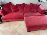 rote Couch mit Hocker - Couchgarnitur Nordrhein-Westfalen - Lünen Vorschau