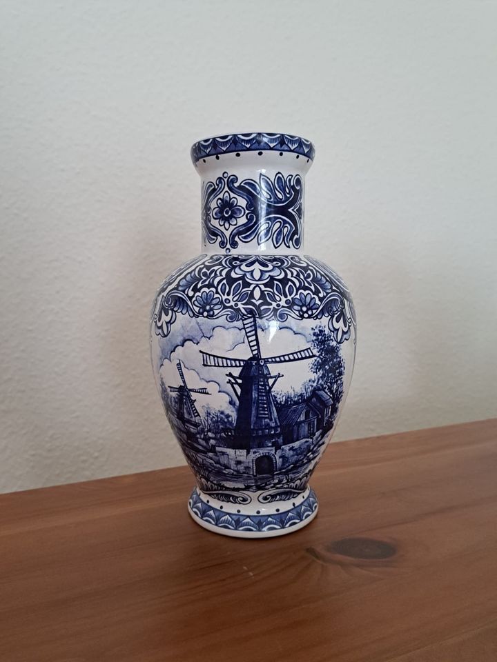 Vase *T.Delfts Bleau* Motiv Windmühle Keramik in Wismar