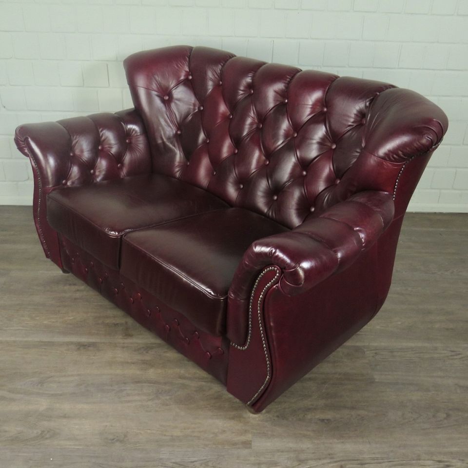 23894 Chesterfield Sofa Couch Leder Bordeauxrot 1,65 m in Nordhorn