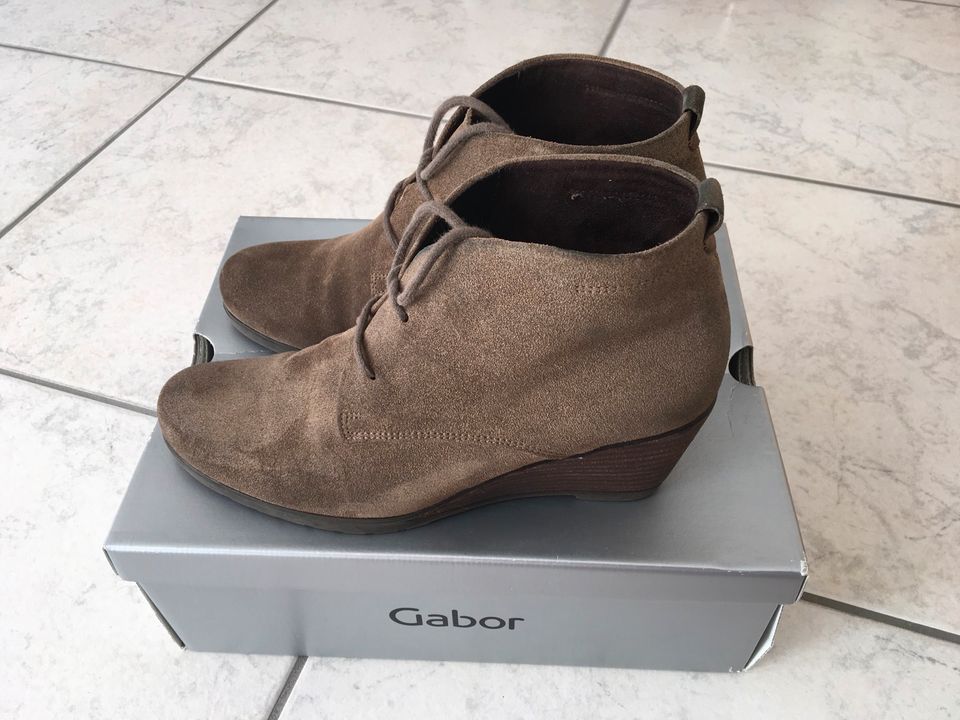 Stiefelette Gabor Comfort braun Größe 39 Keilabsatz Wedges Leder in Unna