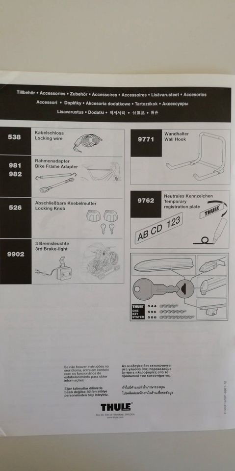 Thule EuroWay 944 945 Bedienungsanleitung mehrsprachig in Hamburg