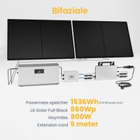 Balkonkraftwerk mit 1536Wh M01 Speicher+860Wp Jasolar Bifaziale Solar Solarmodul+Hoymiles 800W  Wechselrichter+5m Kabel-Mönchengladbach Nordrhein-Westfalen - Mönchengladbach Vorschau