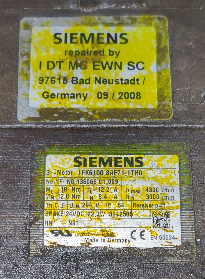 Siemens Servo Motor 1FK6100 8AF71 1TH0 NOS in Essen