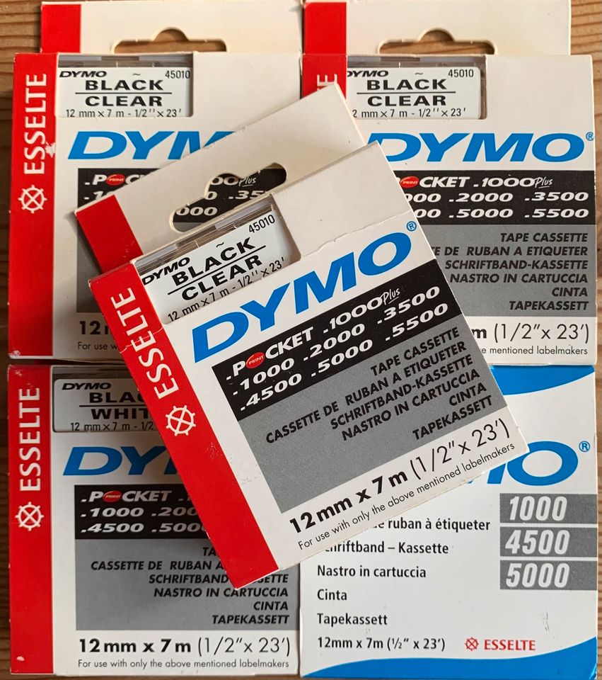 DYMO Farbbänder 12mm Tape Tapekasette Kasette 45010 45013 45015 in Rhede