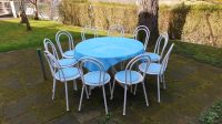 Gartentisch Garnitur mit zehn Stühlen weiß Metall Bayern - Glonn Vorschau
