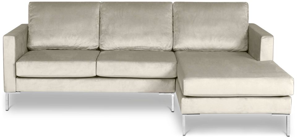 Ecksofa Rechts Portobello, Samtvelours Brussels, Beige Samt Couch in Wolfsburg