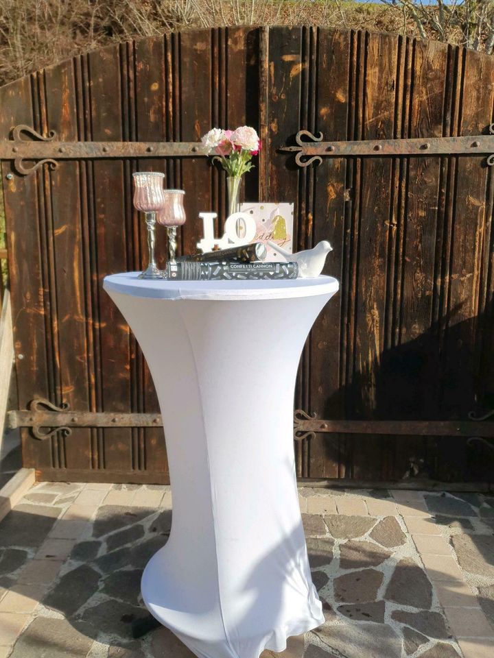 Stehtischhussen stretch weiss bis 70cm Hochzeit zu mieten in Lechbruck