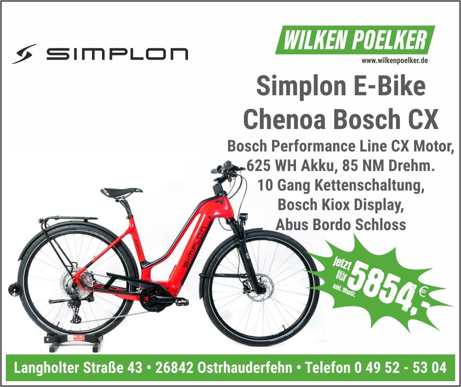 E-Bike Simplon Chenoa Bosch CX Trapez Rot Kiox Abus Bosch in Niedersachsen  - Ostrhauderfehn | Gebrauchte Damenfahrräder kaufen | eBay Kleinanzeigen  ist jetzt Kleinanzeigen