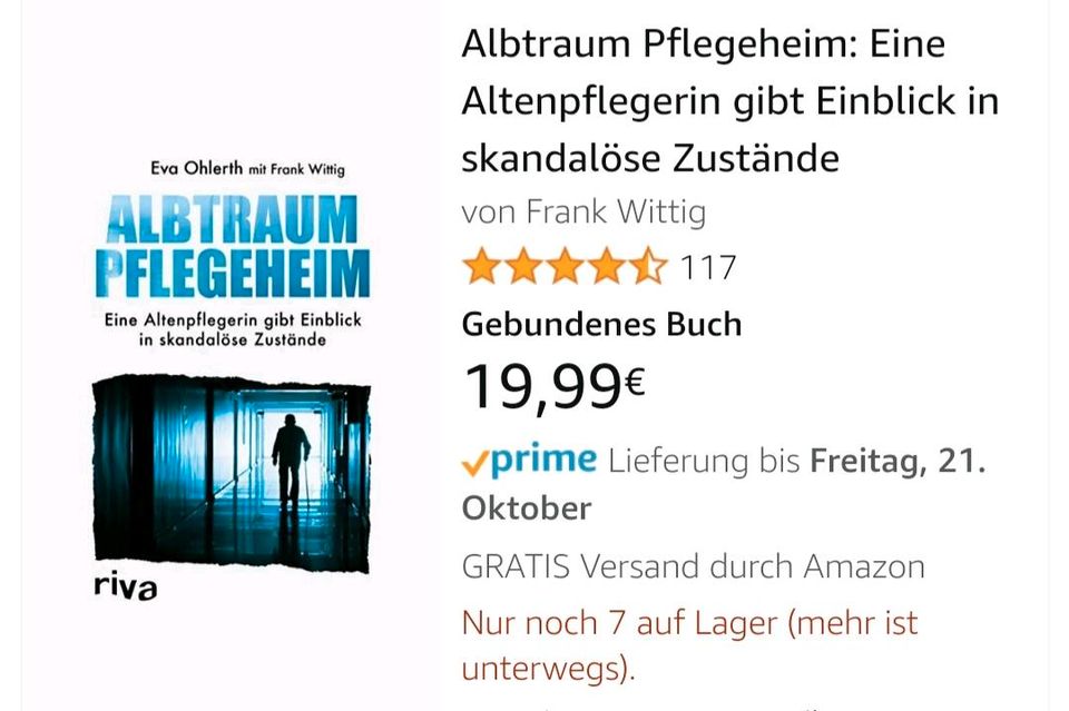 Albtraum Pflegeheim Eva Ohlerth Altenpflege Buch in Emmerich am Rhein