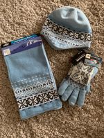 NEU Mütze, Schal, Handschuhe 3-tlg. hellblau gemust. WINTERSET Hessen - Karben Vorschau