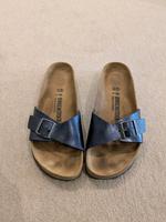 Birkenstock Madrid Damen Pantoletten metallic blau schmal Gr. 40 Thüringen - Jena Vorschau