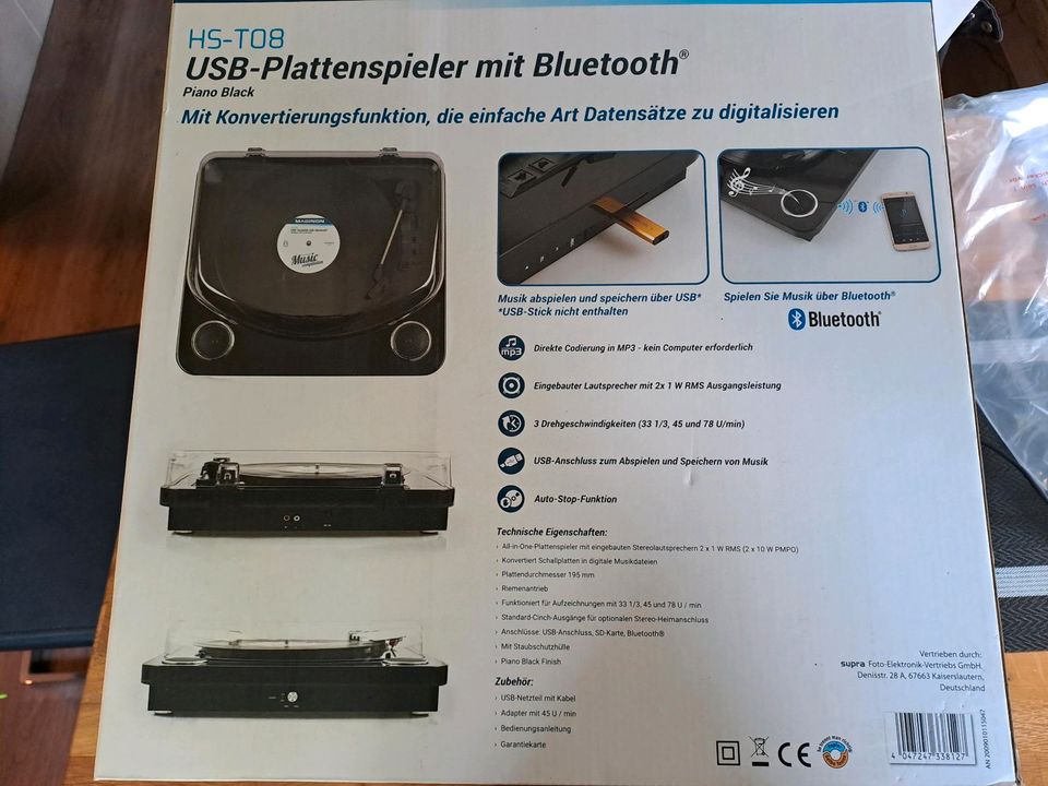 Maginon HS -T08 USB - Plattenspieler mit Bluetooth in Fürstenau