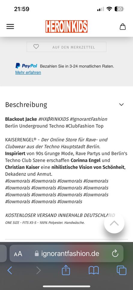 Heroinkids transparente Damenjacke von Kaiserengel trademarks in Koblenz