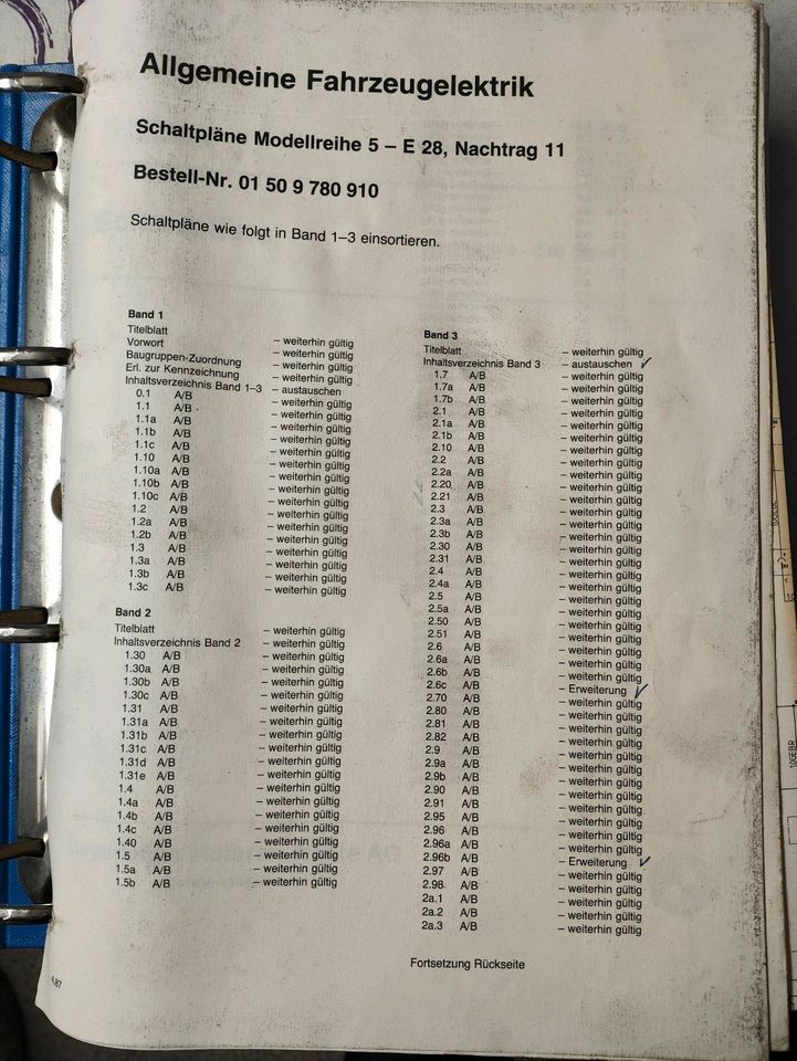 BMW E28 Schaltpläne Band 1 und Band 3 Ordner in Landau in der Pfalz