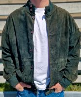 dunkelgrüner vintage wildleder blouson × gr. M × 80s 90s oversize Nordrhein-Westfalen - Paderborn Vorschau