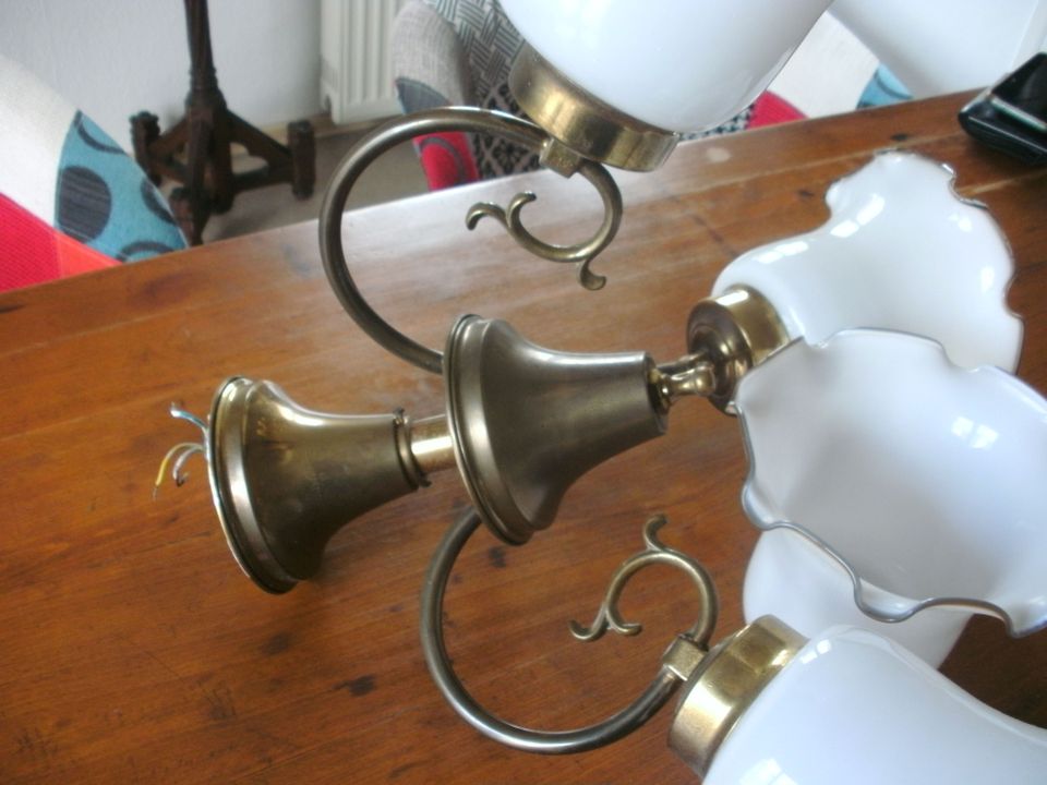 Jugendstil  " Dreiarmige Deckenlampe " aus Messing. in Lohr (Main)